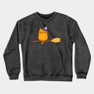 Bat cat on broomstick Crewneck Sweatshirt